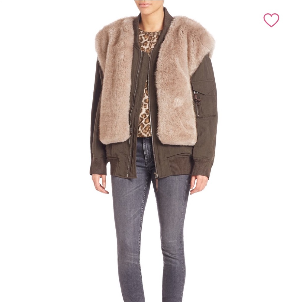 NWT Helmut lang bomber jacket w/removable fur vest